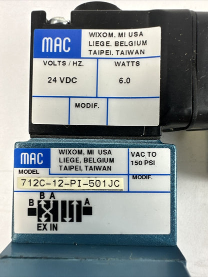 MAC 712C-12-PI-501JC SOLENOID VALVE 150PSI 24VDC 6.0W
