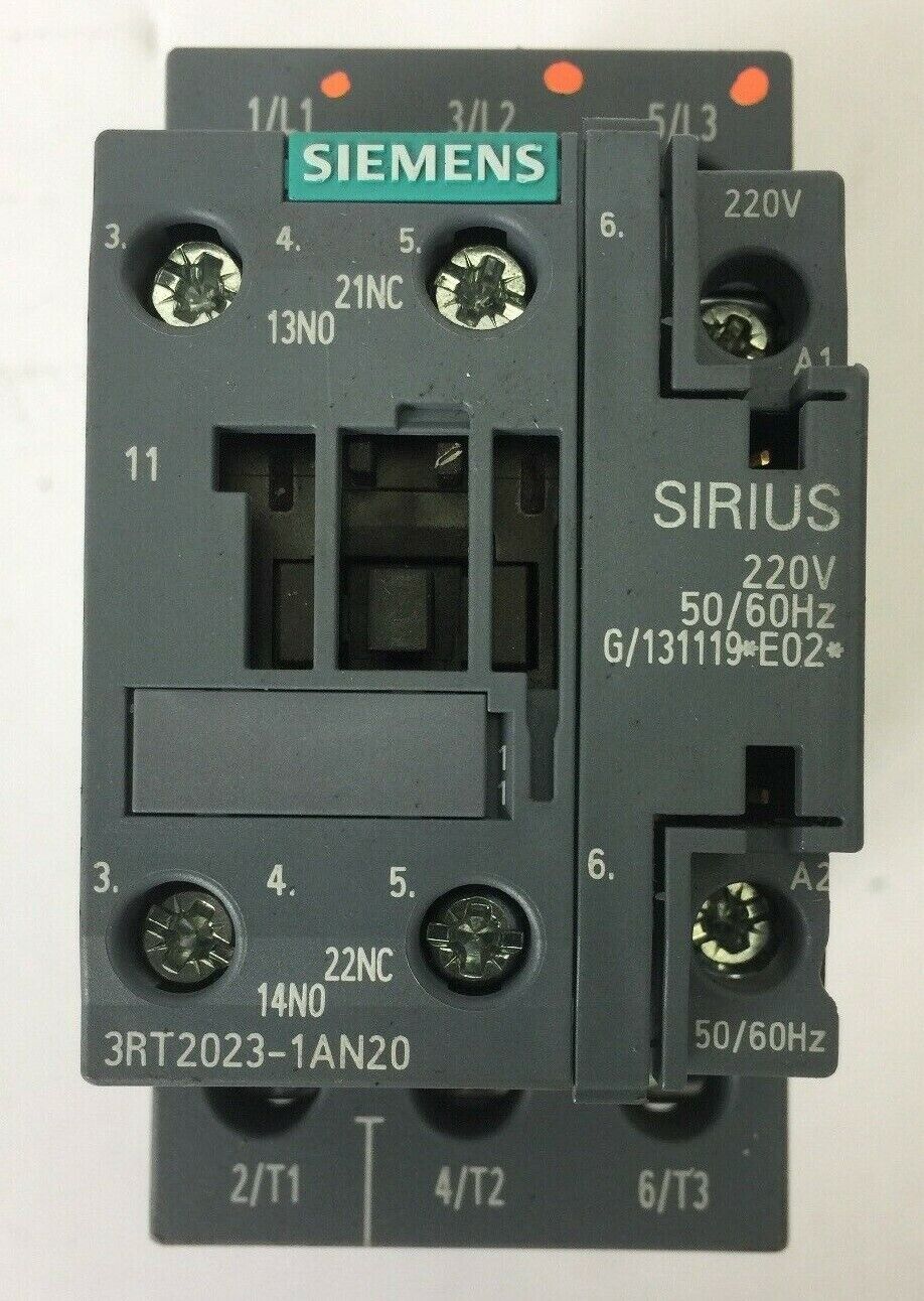 SIEMENS 3RT2023-1AN20 CONTACTOR 600VAC 3 POLE SIRIUS G/131119*E02* 220V 50/60HZ