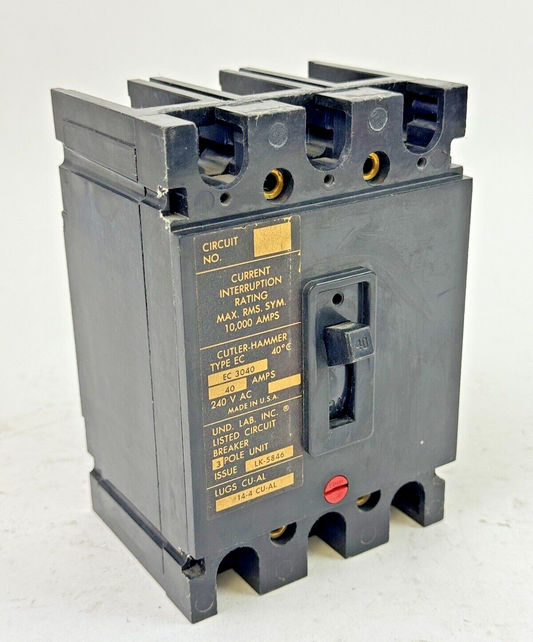 CUTLER-HAMMER / EATON - EC3040 - CIRCUIT BREAKER - 40A/ 240 VAC/ 3 POLE