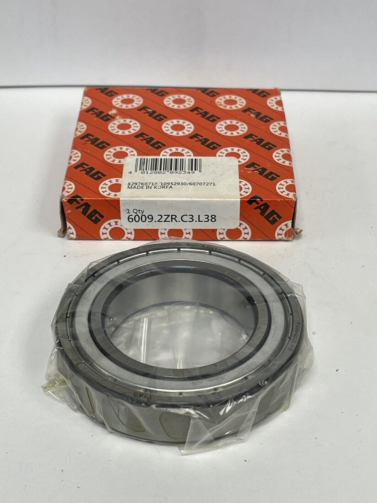 FAG - 6009.2ZR.C3.L38 -DEEP GROOVE BALL BEARING, SS, SHIELDED 62MM x 35MM x 14MM