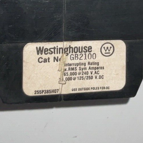 WESTINGHOUSE GB2100 CIRCUIT BREAKER 240VAC 125/250VDC 100A 2POLE