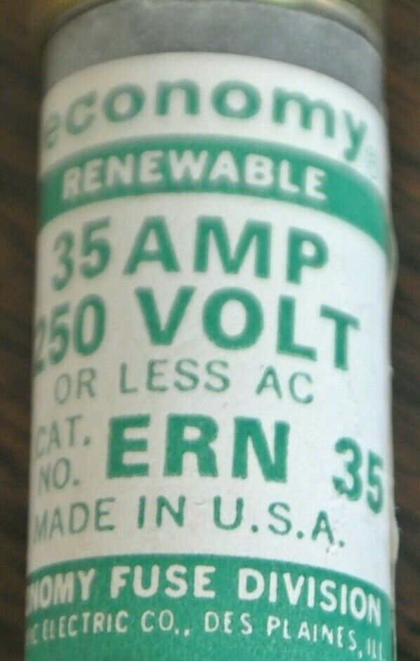 BOX of 10 / ECONOMY/ FPE / ERN35 RENEWABLE FUSE / 35A / 250V / NEW SURPLUS