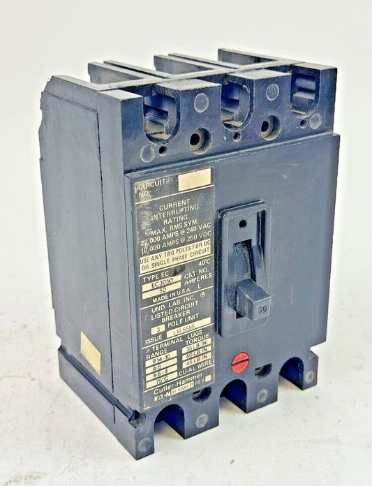 CUTLER-HAMMER - EC3050 - CIRCUIT BREAKER - 50 A, 240 VAC, 3 POLE