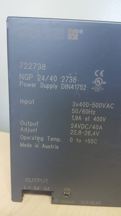 LUTZE NGP 24V 40A DC POWER SUPPLY DIN41752 722738