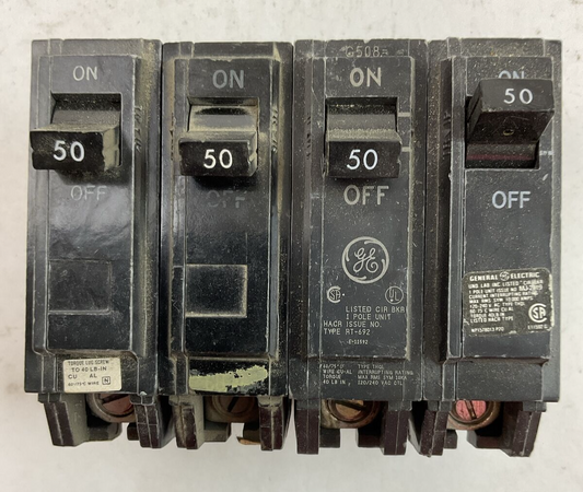 GE THQL1150 CIRCUIT BREAKER 1POLE 50AMP 120/240VAC (LOT OF 4)