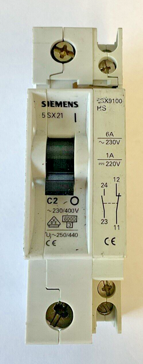 SIEMENS 5SX2 C2 & 5SX21 C4 CIRCUIT BREAKER W/ 5SX9100 HS 230/400V  ****LOTOF6***