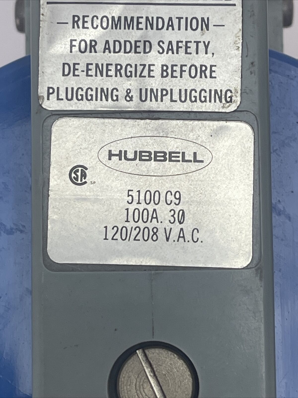 HUBBELL 5100C9 PIN & SLEEVE CONNECTOR 100A 120/208VAC