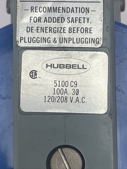 HUBBELL 5100C9 PIN & SLEEVE CONNECTOR 100A 120/208VAC