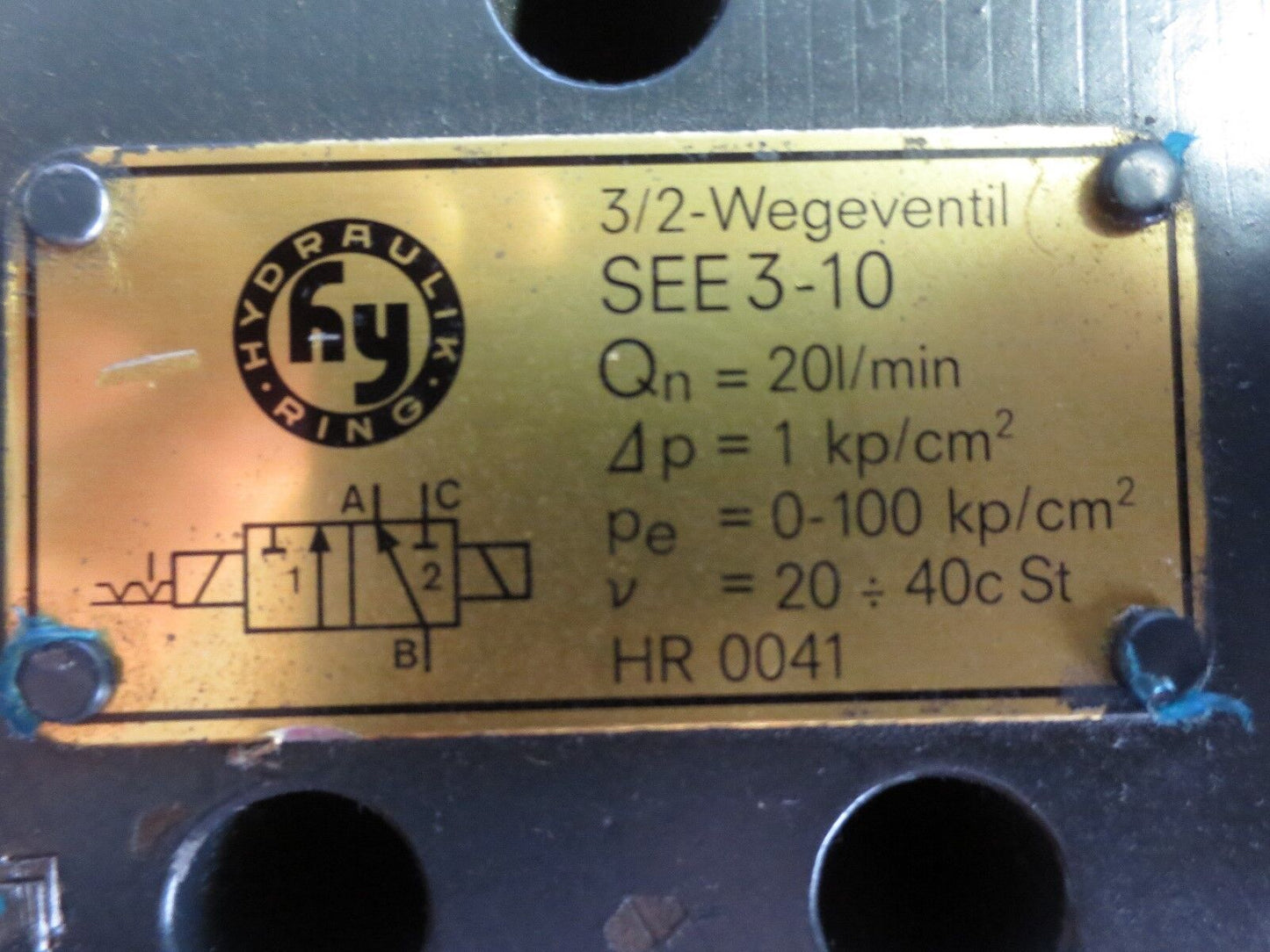 HYDRAULIK-RING HR 0041 / SEE3-10 HYDRAULIC VALVE - w/ SOLENOIDS (2) 24V, 0.63A