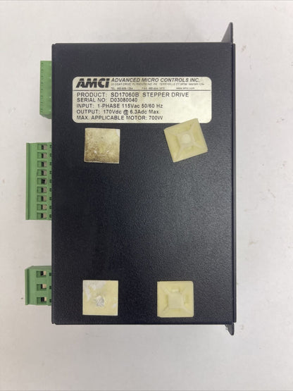 ADVANCED MICRO CONTROLS SD17060B STEPPER DRIVE OUTPUT 170VDC@6.3Adc INPUT 115VAC