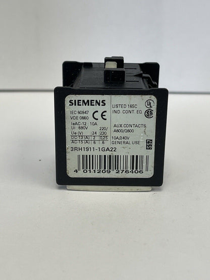 SIEMENS *LOT OF 2* - 3RH1911-1GA22 - AUXILIARY CONTACTS