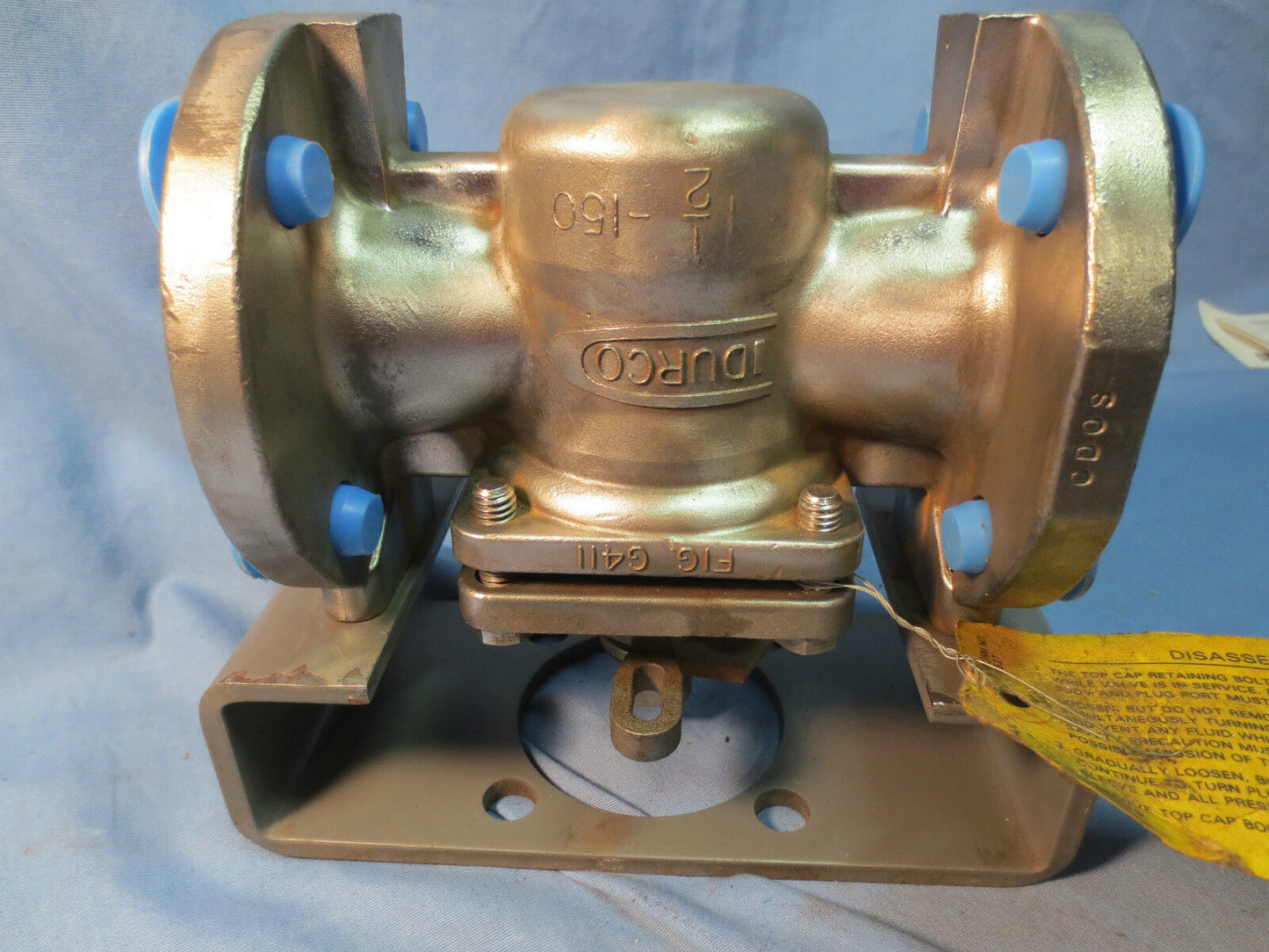 DURCO FIG G411 STAINLESS FLANGED END PLUG VALVE 1-1/2-150" on FLOWSERVE BRACKET