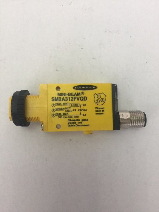 BANNER SM2A312FVQD PHOTOELECTRIC SENSORS 24-250VAC 300 mA MINI-BEAM