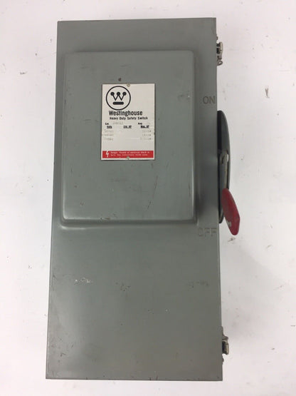 WESTINGHOUSE JHU361 HEAVY DUTY SAFETY SWITCH 600 VAC 480 VAC 240 VAC 30 AMP