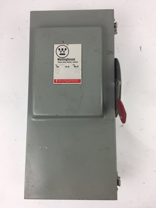 WESTINGHOUSE JHU361 HEAVY DUTY SAFETY SWITCH 600 VAC 480 VAC 240 VAC 30 AMP