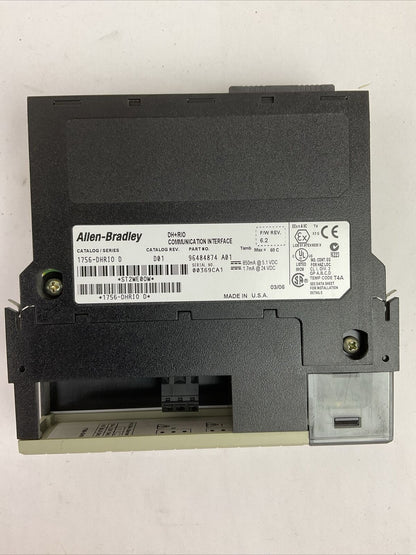 ALLEN BRADLEY 1756-DHRIO SER D CAT REV D01 F/W REV 6.2 DH+/RIO COMMUNICATIONS