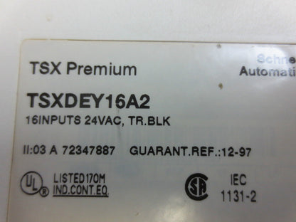 SCHNEIDER AUTOMATION TSX PREMIUM TSXDEY16A2 16INPUTS 24VA TR. BLK w/ TSXBLY01