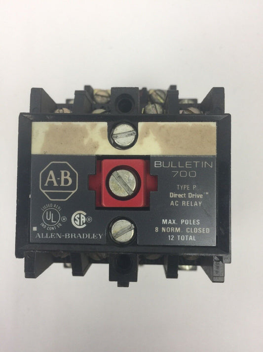 ALLEN BRADLEY 700-PZ220A1 CONTROL RELAY SERIES A 115-120V 60HZ 110V 50HZ