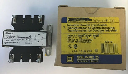 SQUARE D 9070EO1D3 INDUSTRIAL CONTROL TRANSFORMER 50/60HZ 0.035-0.05KVA