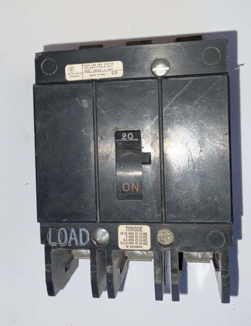 WESTINGHOUSE GB3020 CIRCUIT BREAKER 120/240VAC  20A 3POLE