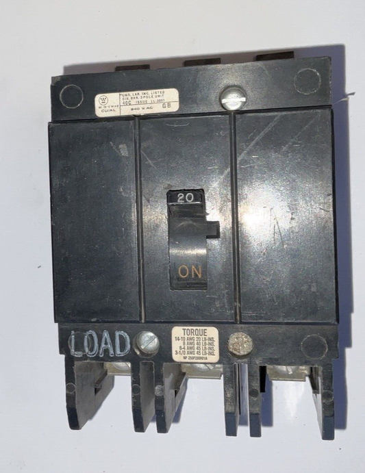 WESTINGHOUSE GB3020 CIRCUIT BREAKER 120/240VAC  20A 3POLE