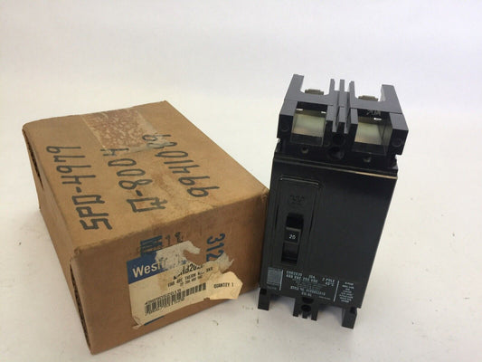 WESTINGHOUSE EHB2020 CIRCUIT BREAKER 20AMP 2POLE 480VAC 250VDC 4989D52G19