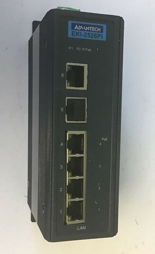 ADVANTECH EKI-2526PI INDUSTRIAL EHTERNET SWITCH 6PORT 48VDC 3A