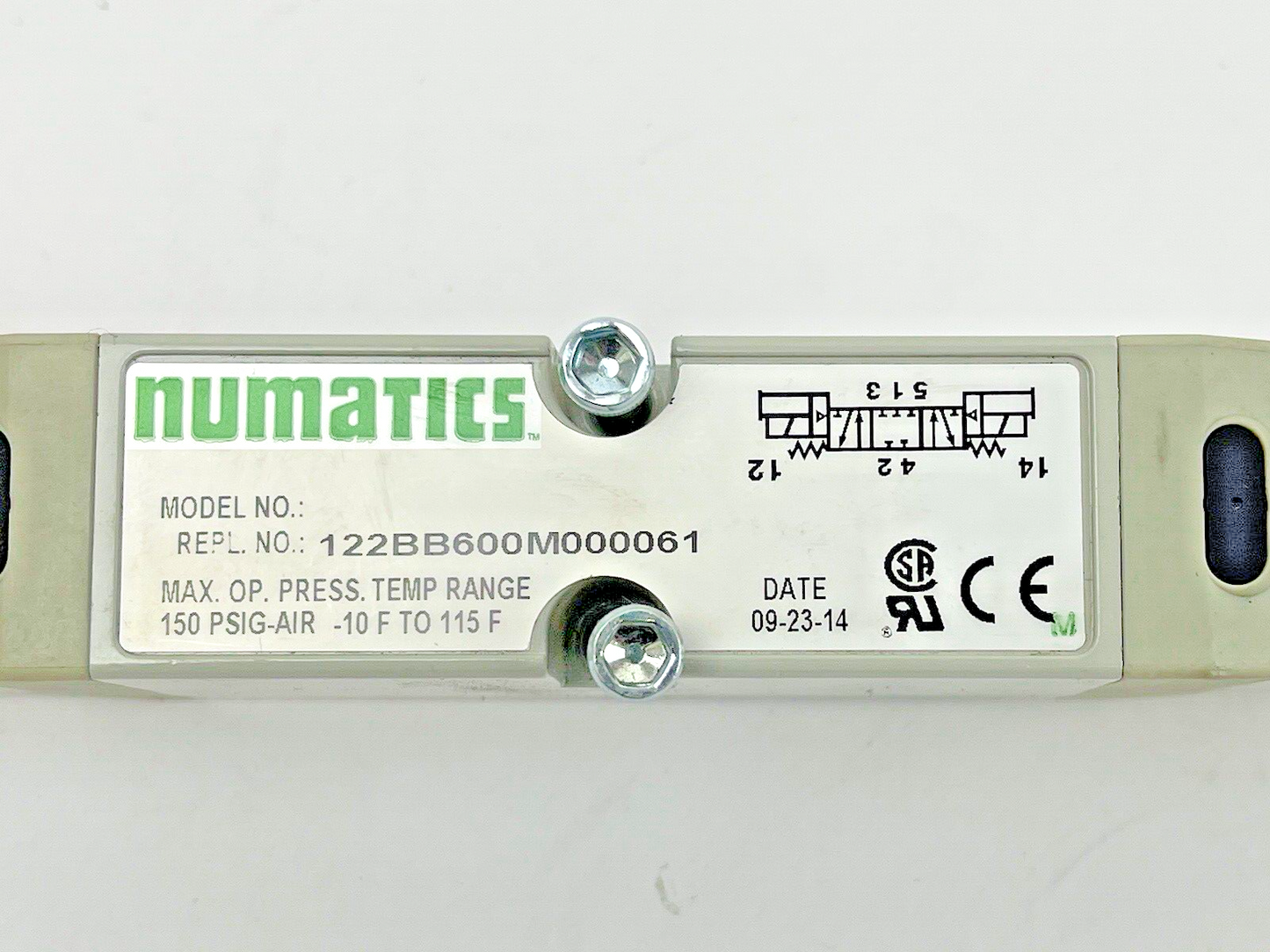 NUMATICS - 122BB600M000061 - PNEUMATIC DOUBLE SOLENOID PILOT VALVE - 2012 SERIES