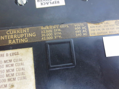 SQUARE D LAL363001212 Ser. 3 ADJUSTABLE TRIP CIRCUIT BREAKER 300A 3P LAL36300