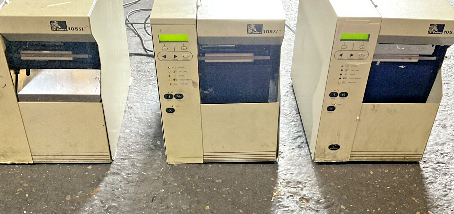ZEBRA 105SL THERMAL PRINTER 90-264VAC 3A 200W 47-63HZ****PARTS ONLY**** LOTOF3**