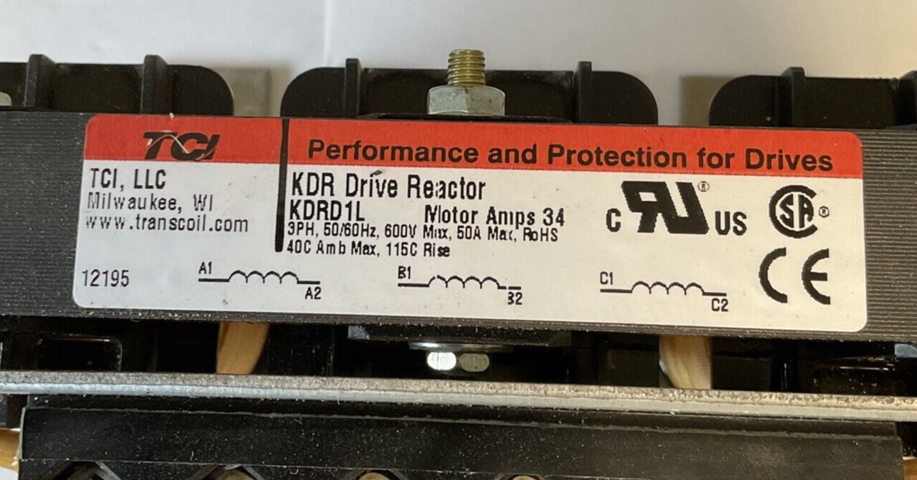 TCI KDRD1L KDR LINE DRIVE REACTOR MOTOR 34A 3PH 600V