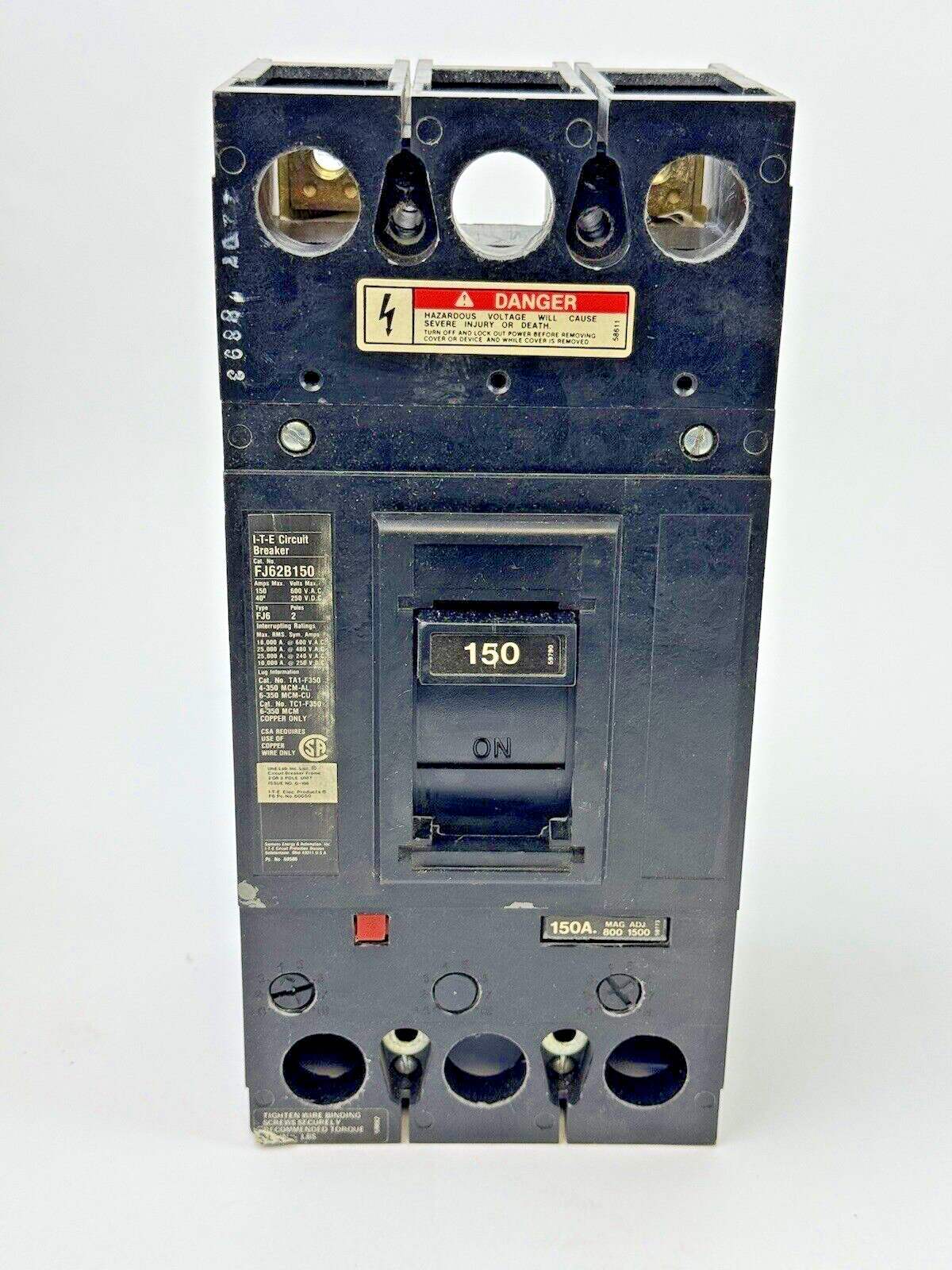 ITE /SIEMENS - FJ62B150 - BREAKER W/ 150A TRIP - 2 POLE/150A/600VAC/TYPE FJ6