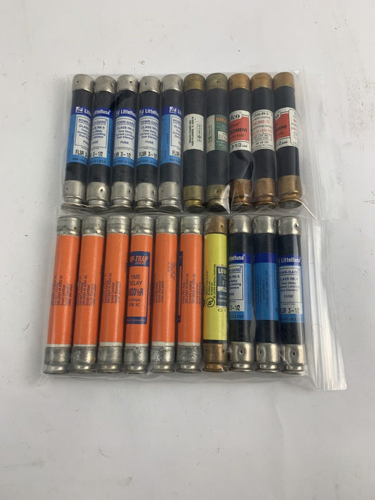 Lot of 10 Assorted 3 1/2A 600V Fuses