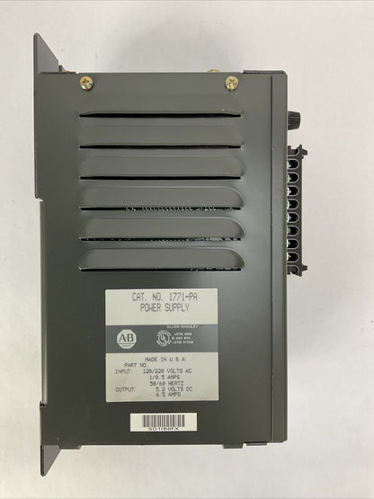 ALLEN BRADLEY 1771-PA POWER SUPPLY OUTPUT 5.2VDC 6.5A INPUT 120/220VAC 1/0.5A