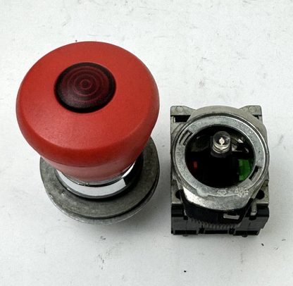 ALLEN-BRADLEY - 800F-N3R SER. A - RED PUSH BUTTON W/ 800F-X10 / A & 800F-X01 / A