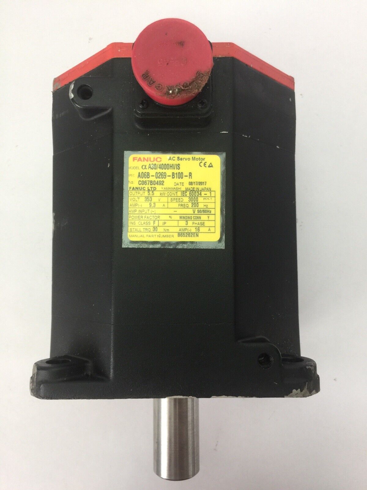 FANUC A06B-0269-B100-R AC SERVO MOTOR A30/4000HVIS OUTPUT 5.5kW 353V 9.3A