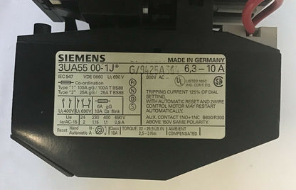 SIEMENS 3TF4422-0A..1 CONT.W/AUX CONTACT 3TY756-1A&3TY75611B W 3UA5500-1J RELAY