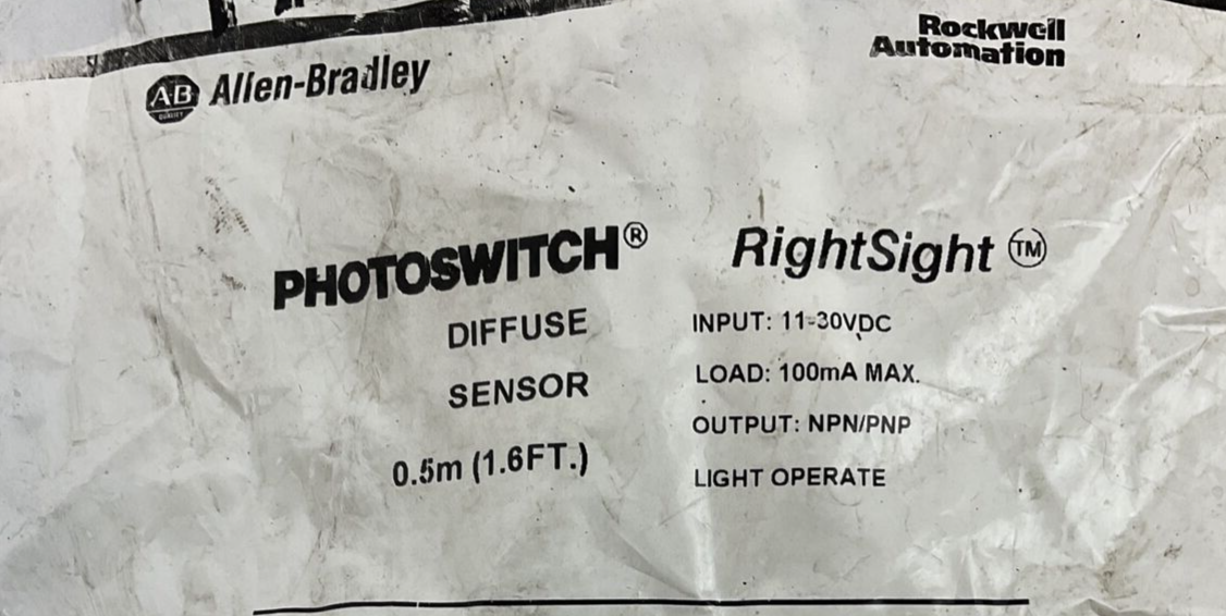 ALLEN BRADLEY 42EF-D1JBAK-F4 PHOTOSWITCH  DIFFUESE SENSOR 0.5MM 11-30VDC  SER.A