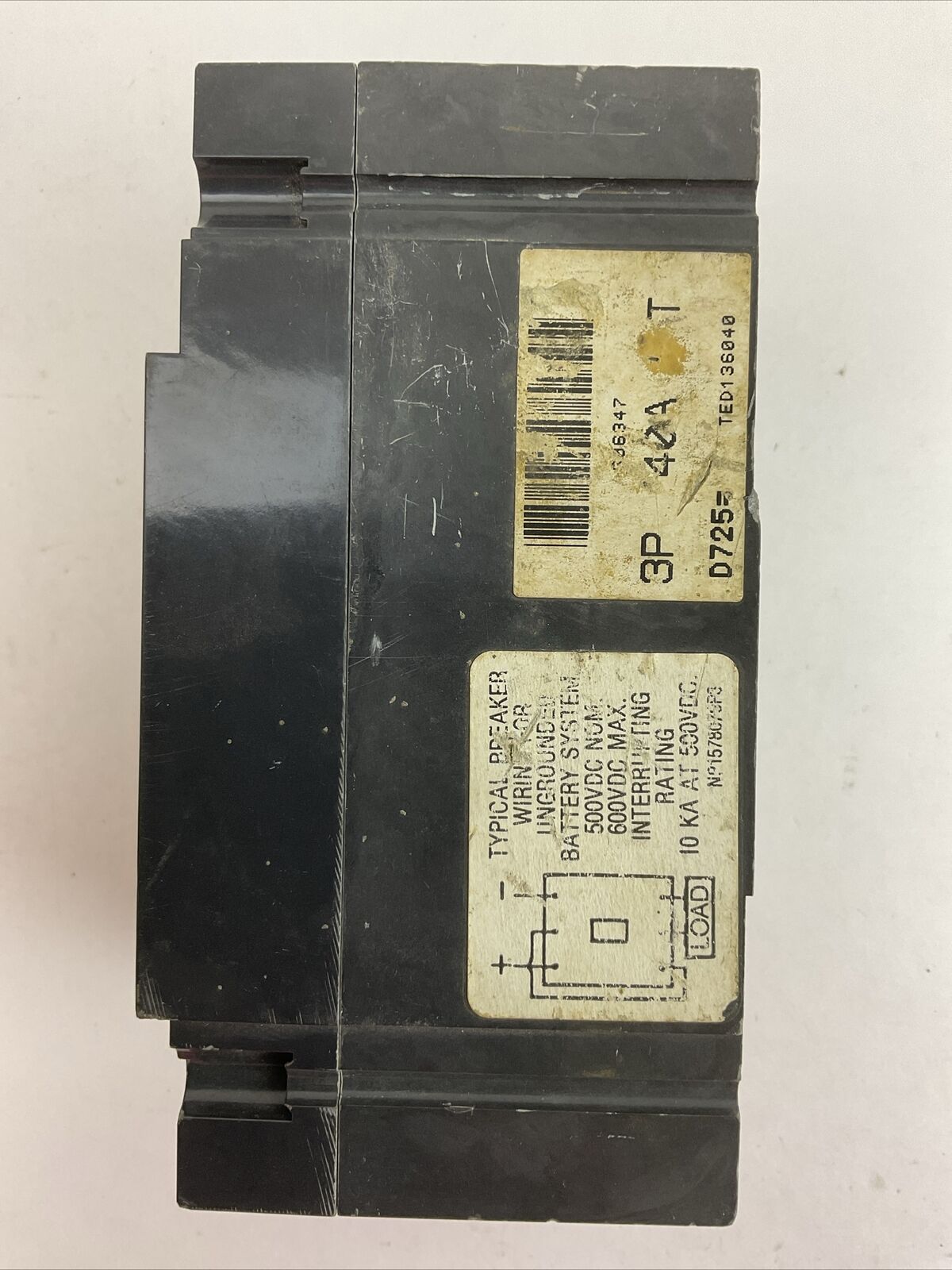GE TED136040 40AMP 600VAC 250VDC 3POLE CIRCUIT BREAKER