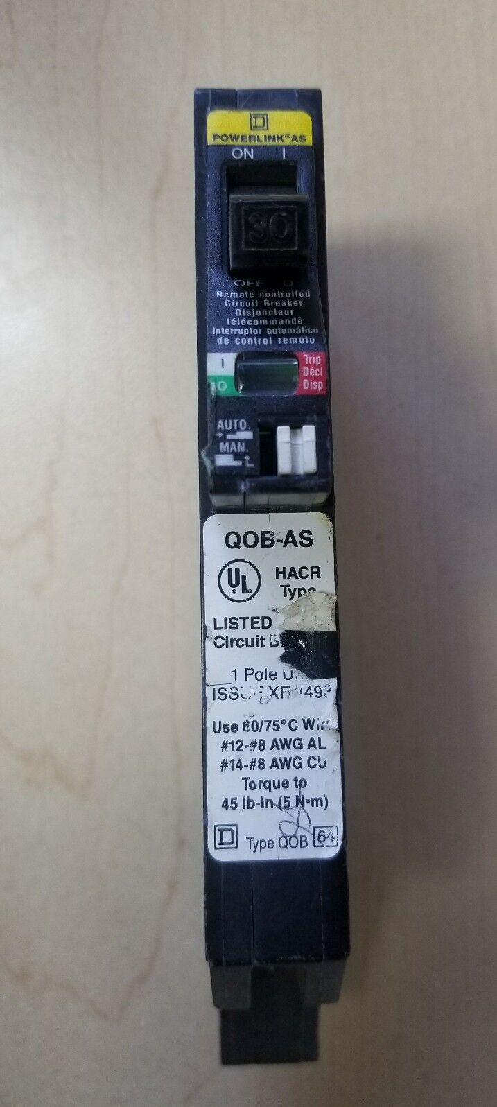 SQUARE D QOB130AS N 30A 120V