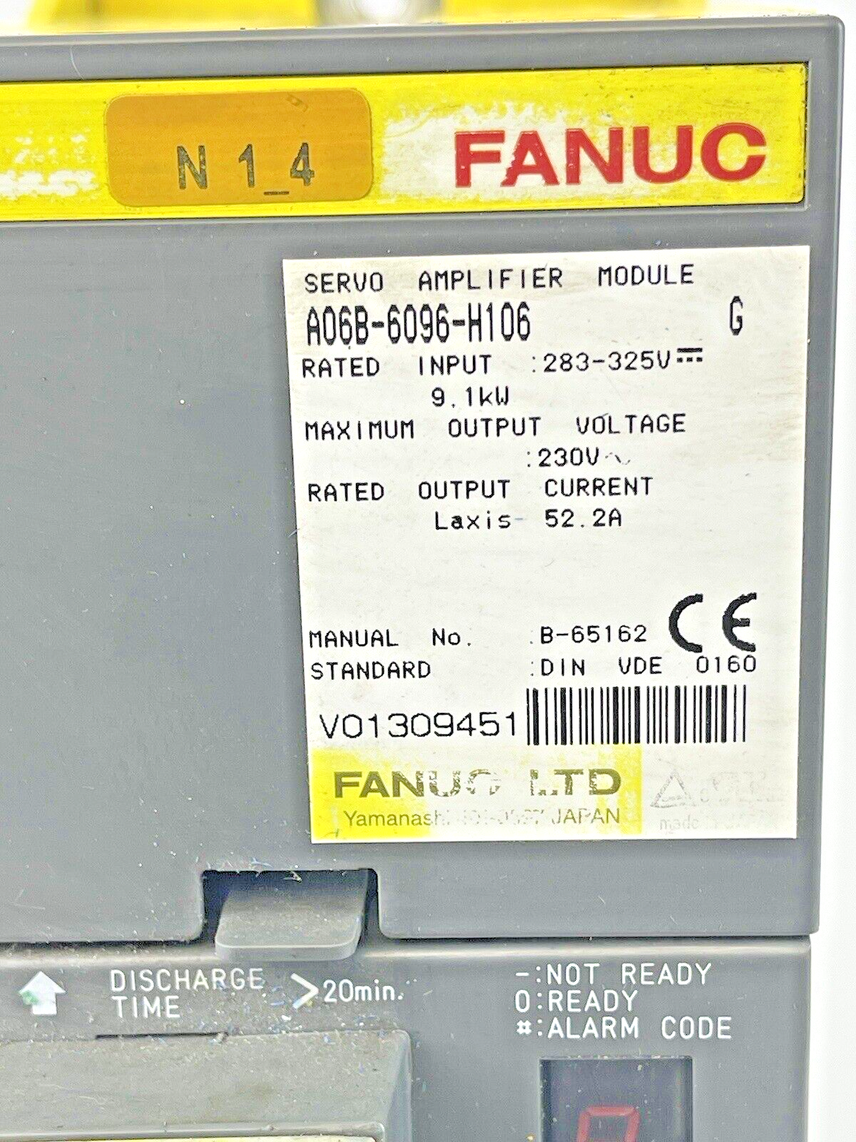 FANUC - A06B-6096-H106 SERIES G- SERVO AMPLIFIER MODULE -283-325V, 9.1kW, 52.2 A