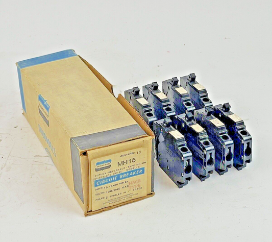 CROUSE-HINDS *BOX OF 4 PAIRS* - MH15 - 1 POLE, 15 A, 240 VAC CIRCUIT BREAKER