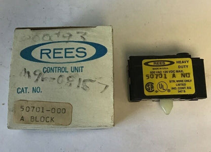 REES 50701-000 CONTACT BLOCK A 600VAC 120VDC HEAVY DUTY ****LOTOF4****