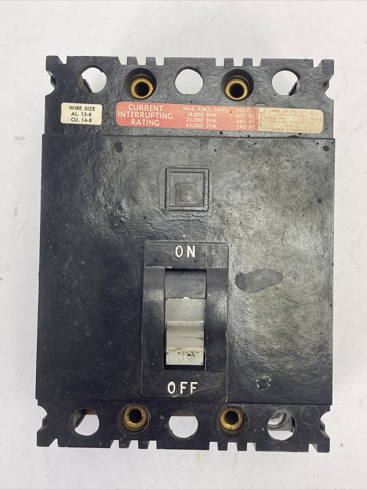 SQUARE D FHP36030 CIRCUIT BREAKER 30AMP 600VAC 3POLE