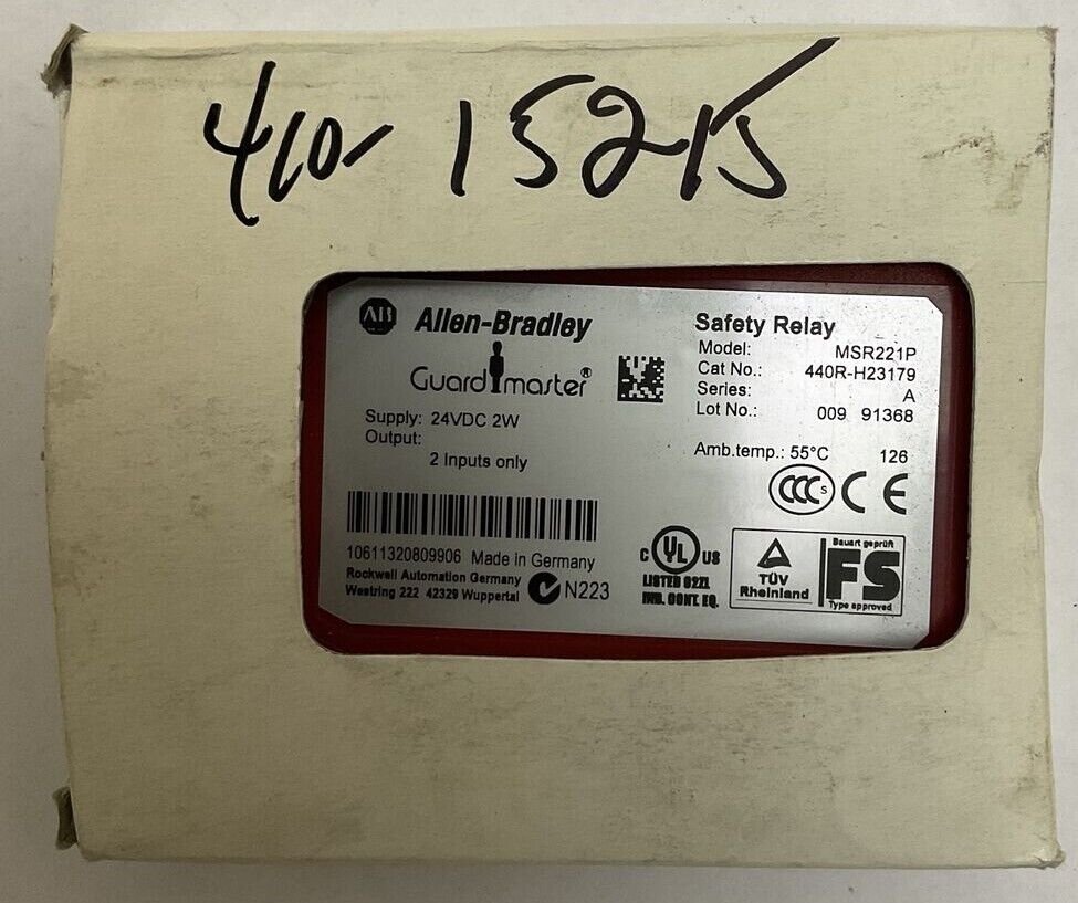 ALLEN BRADLEY 440R-H23179 SAFETY RELAY MSR221P SUPPLY 24VDC 2W