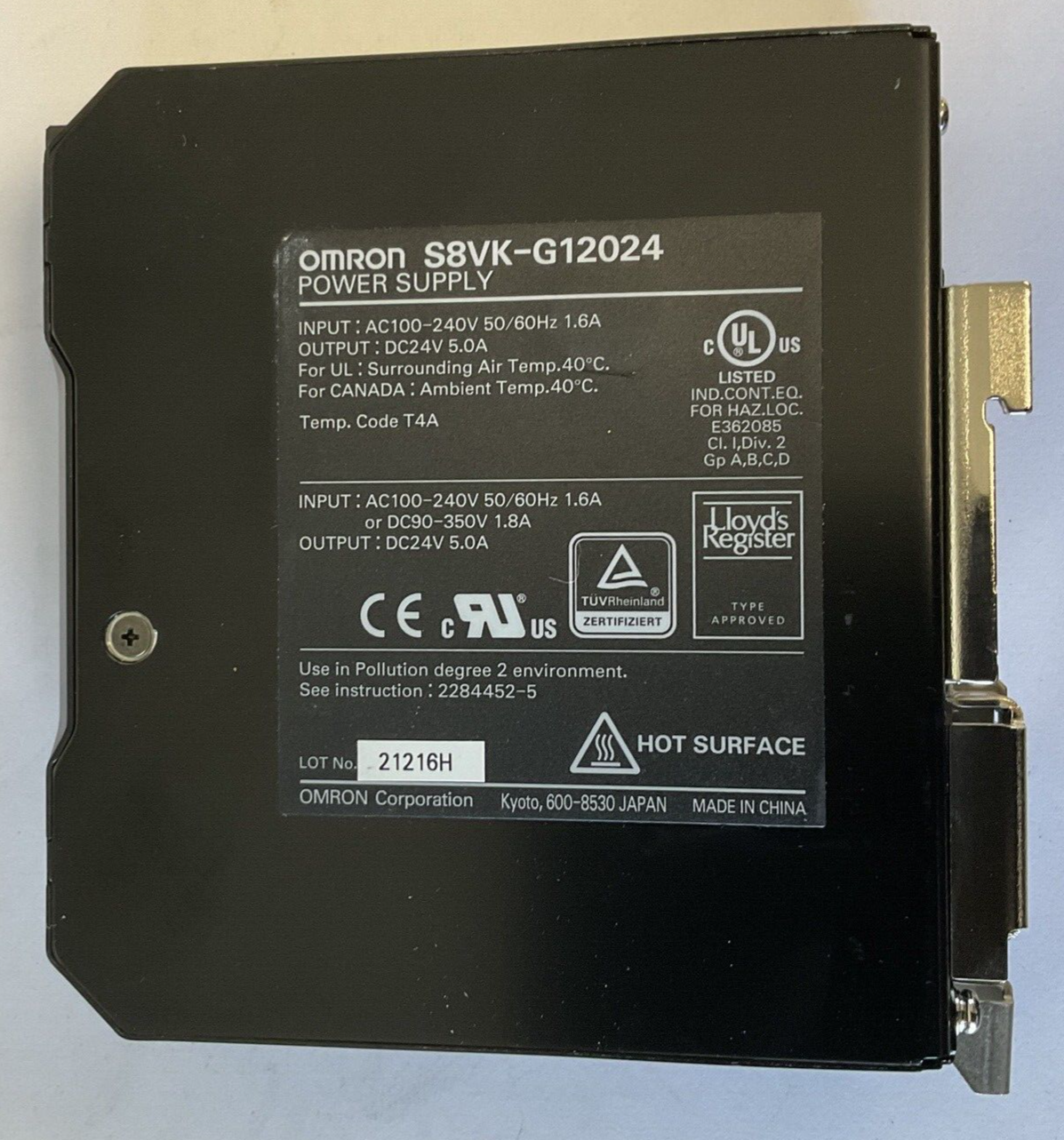 OMRON S8VK-G12024 POWER SUPPLY 240VAC 1.6A