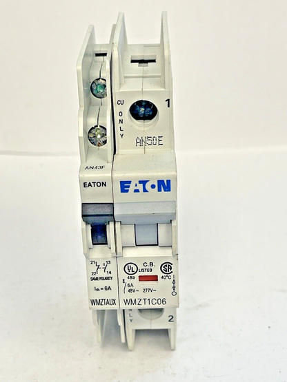 EATON - WMZT1C06 - CIRCUIT BREAKER -1 POLE,6A,277V & EATON - WMTZTAUX - CONTACT