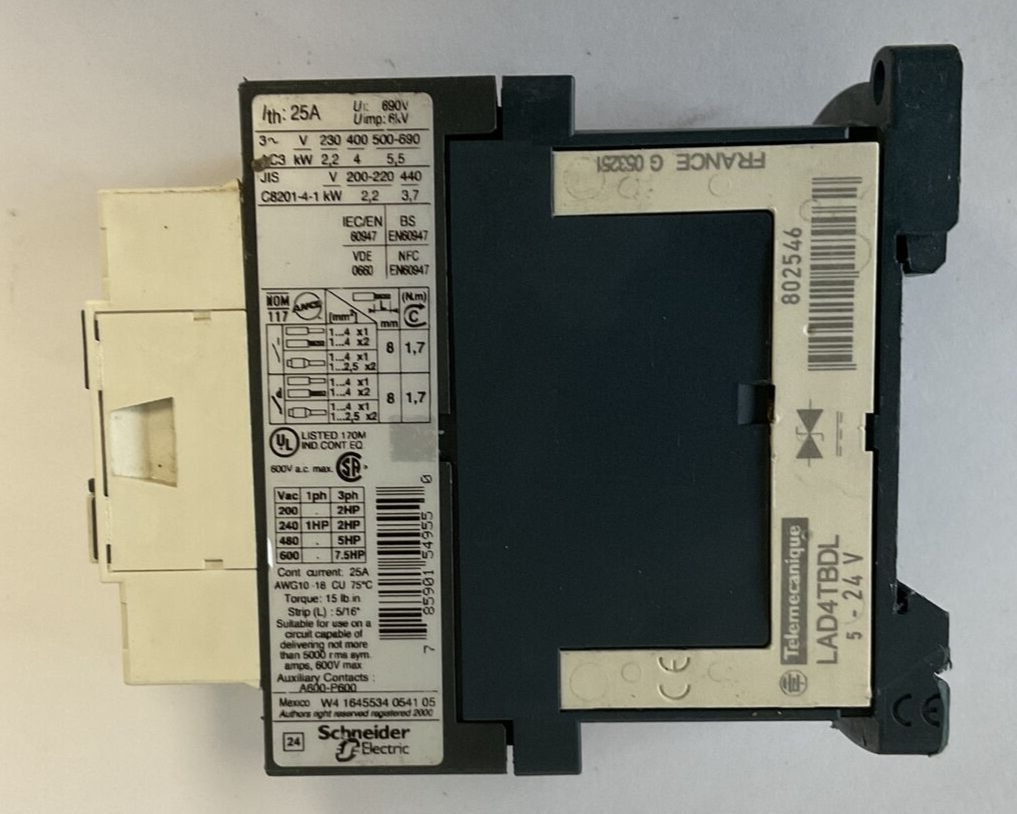 TELEMECANIQUE LC1D09BL CONTACTOR 24VDC 25A