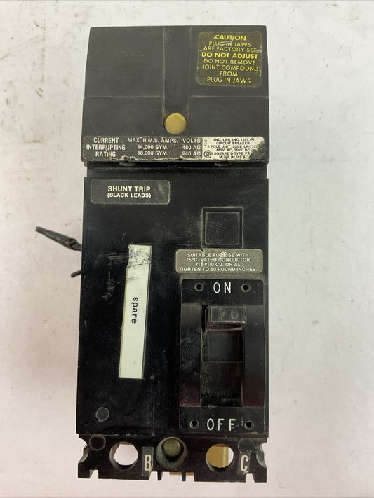 SQUARE D FA24070BC1037 CIRCUIT BREAKER 70AMP 240/480VAC 2P SHUNT TRIP 277-480V