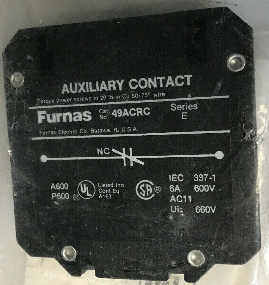 FURNAS 49ACRC ACCESSORY AUXILIARY CONTACT KIT SERIES E 600V